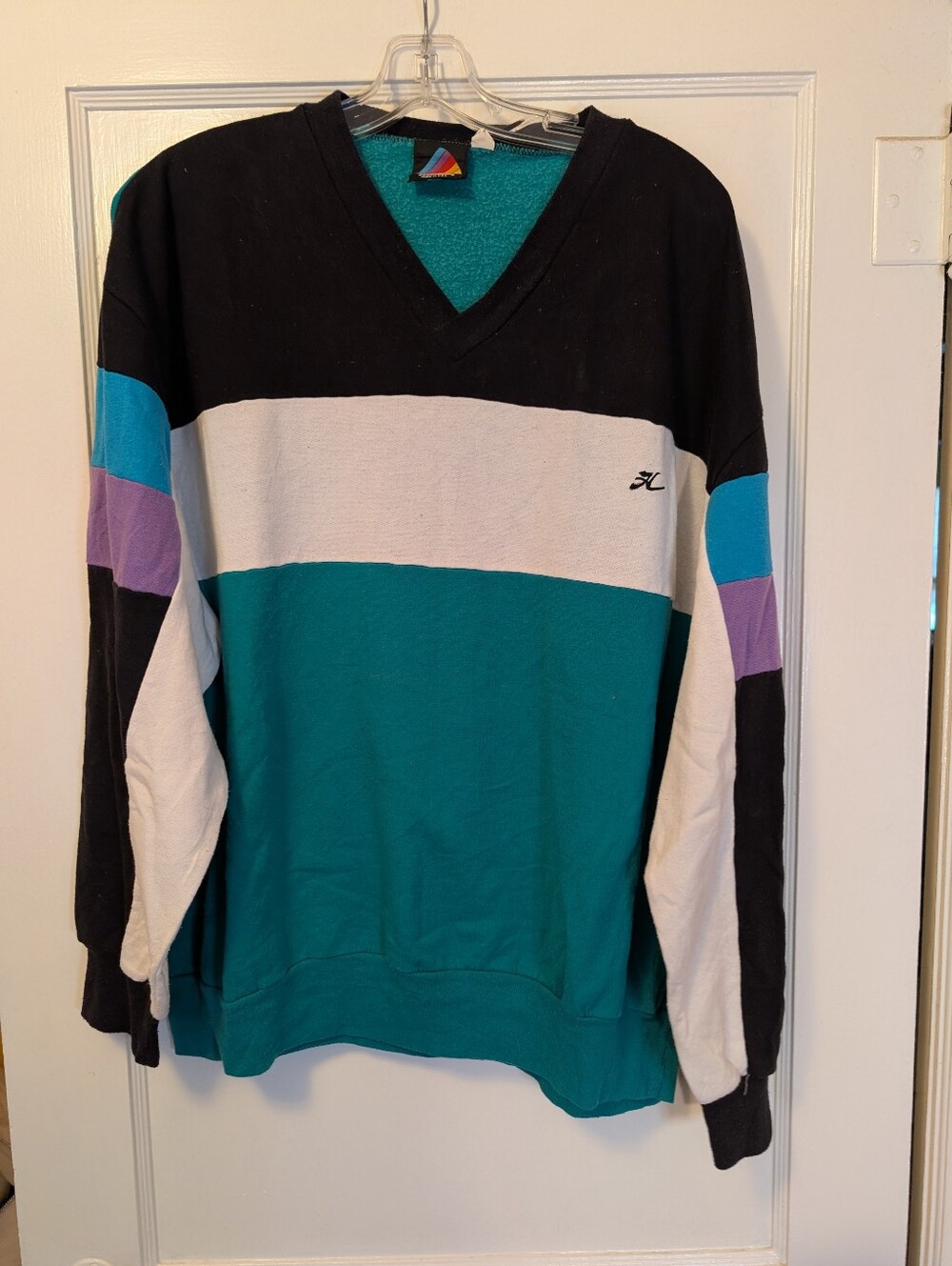 Unbranded Teal Colorblock V-Neck Men's Sweater